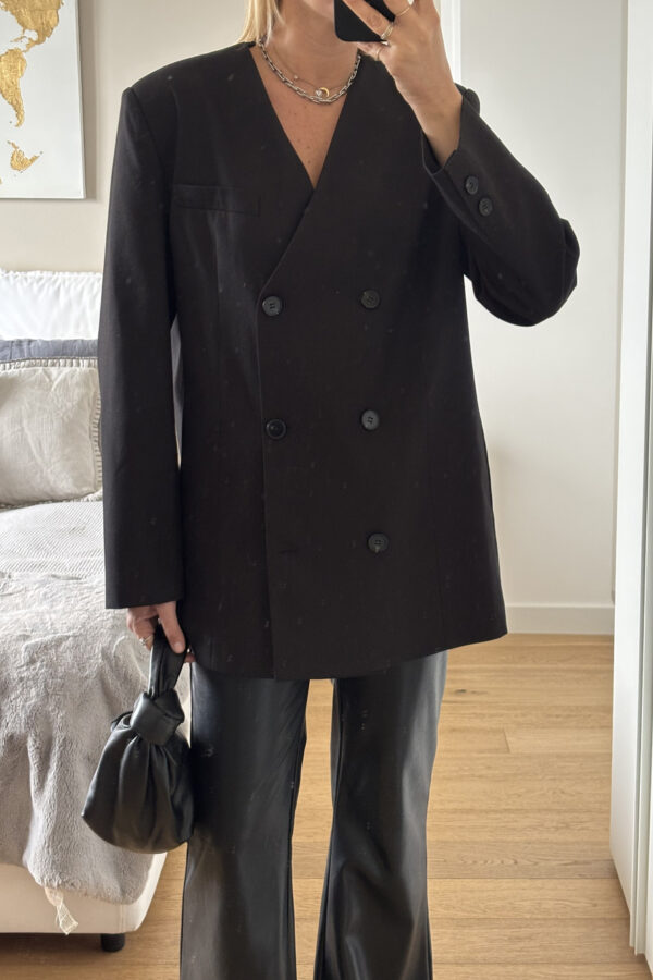 Blazer Doppiopetto Senza Collo Nero