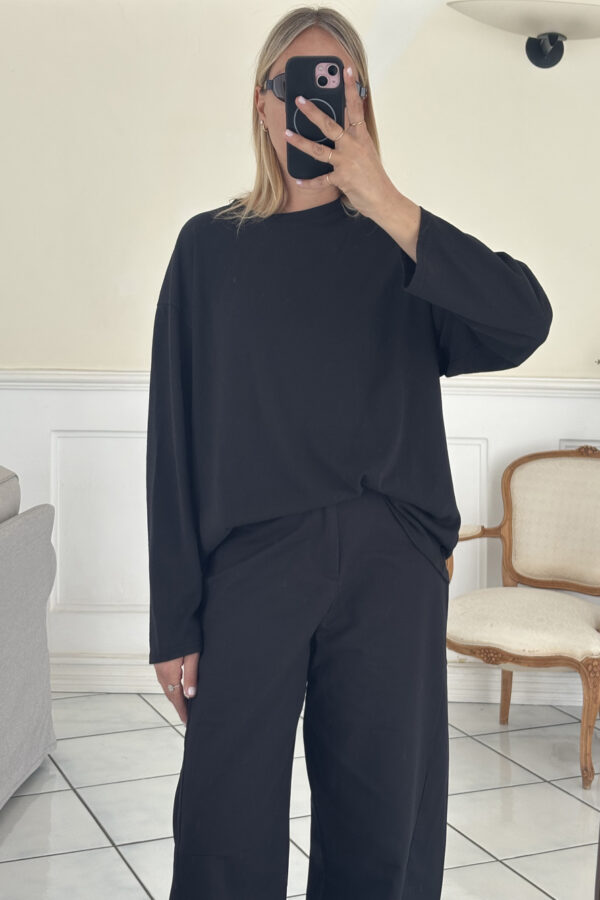 T-Shirt Cotone Maniche Lunghe Nera