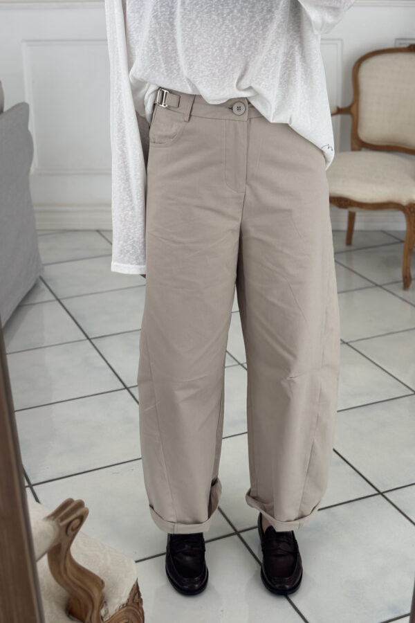 Pantalone Oversize Cotone Beige