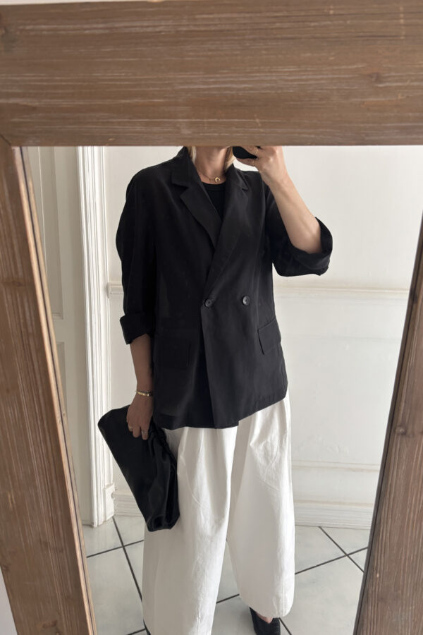 Giacca Camicia Semitrasparente Doppiopetto Nero