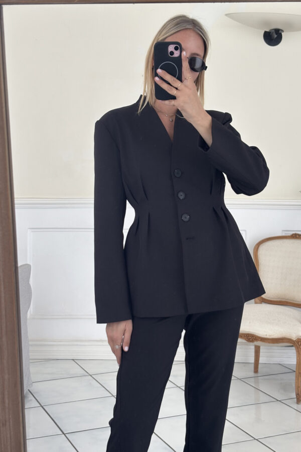 Blazer Avvitato Scollo a V Nero