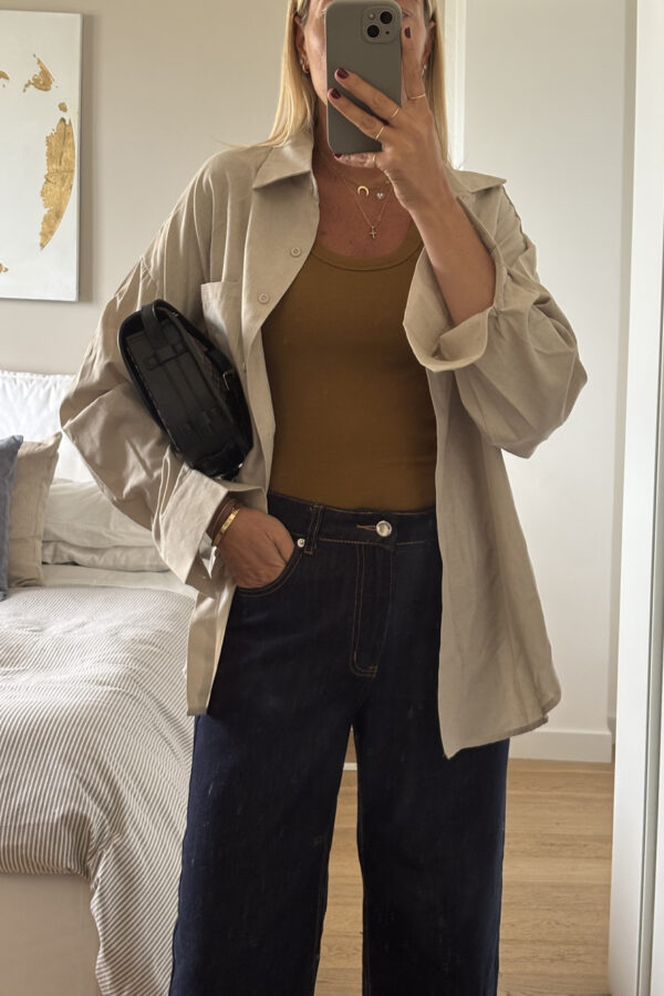 Camicia in Cotone Oversize Beige