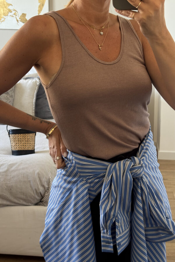 Canotta in Misto Lino Beige