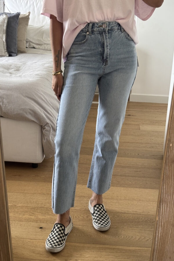 Jeans Straight Cropped Blu Chiaro