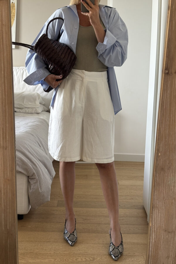 Bermuda Lungo in Lino Bianco