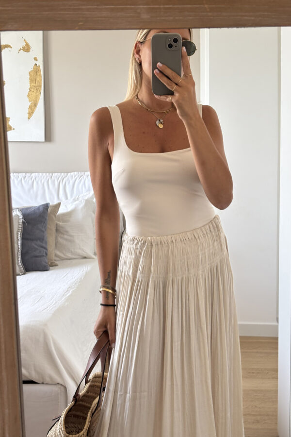Body Scollo Quadrato Beige Chiaro