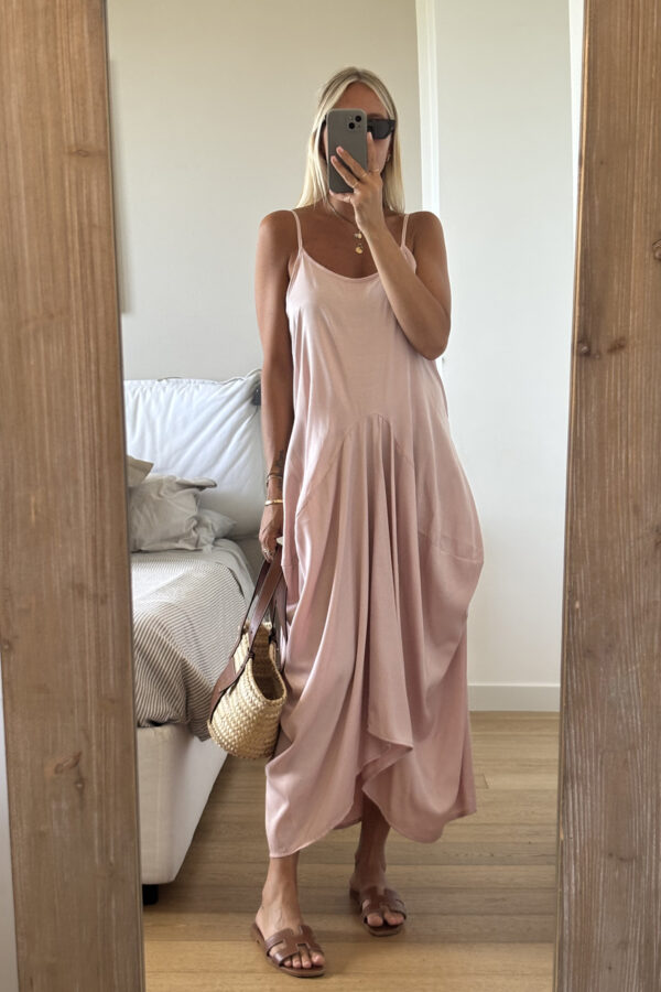 Abito Satin Drappeggio Rosa