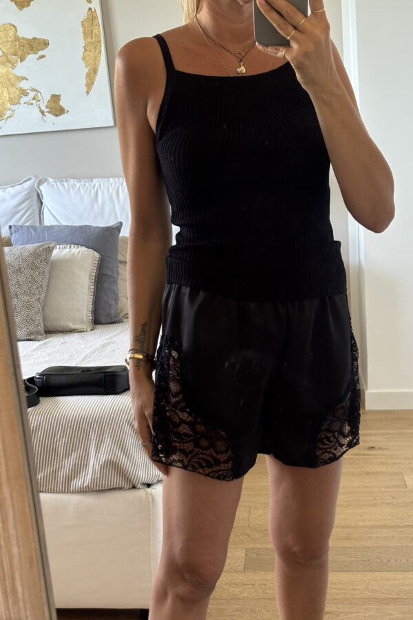 Shorts Satin Pizzo Nero