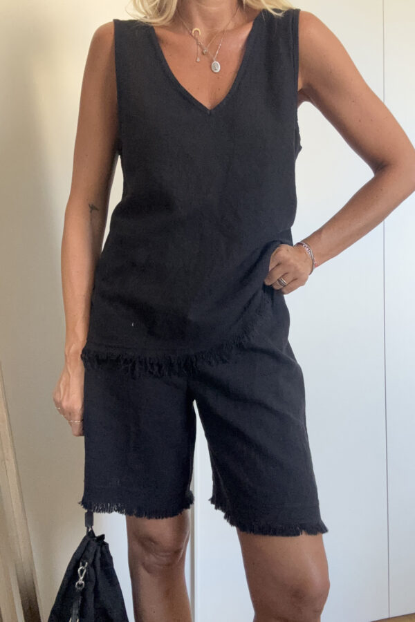 Set Sfrangiato Lino Nero