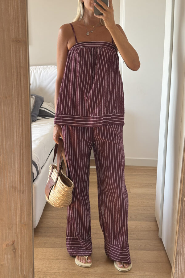 Set Righe Bordeaux/Rosa