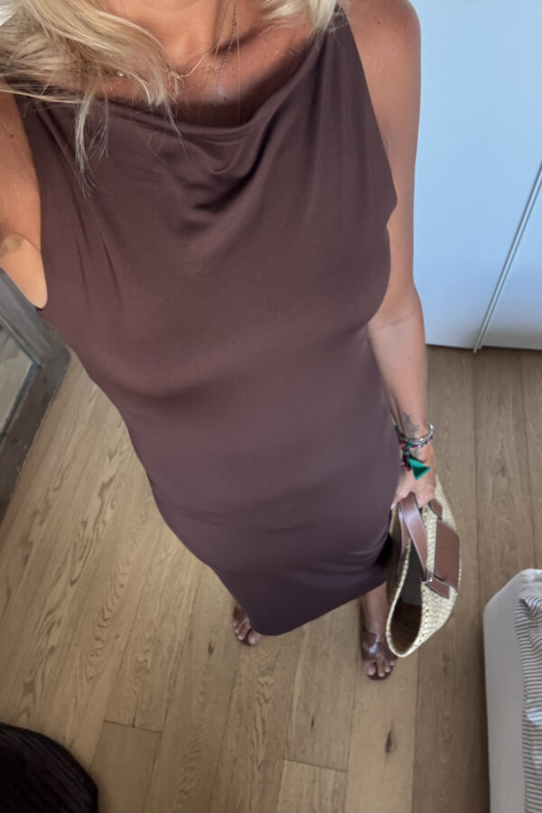 Abito Collo Halter Marrone